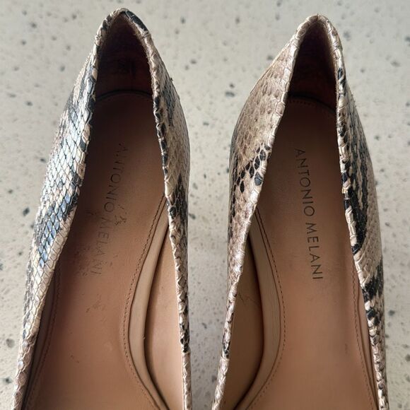 Antonio Melani Paton Leather Elegant Snake Print Stilettos Pumps Heels Size 10M - Picture 5 of 12